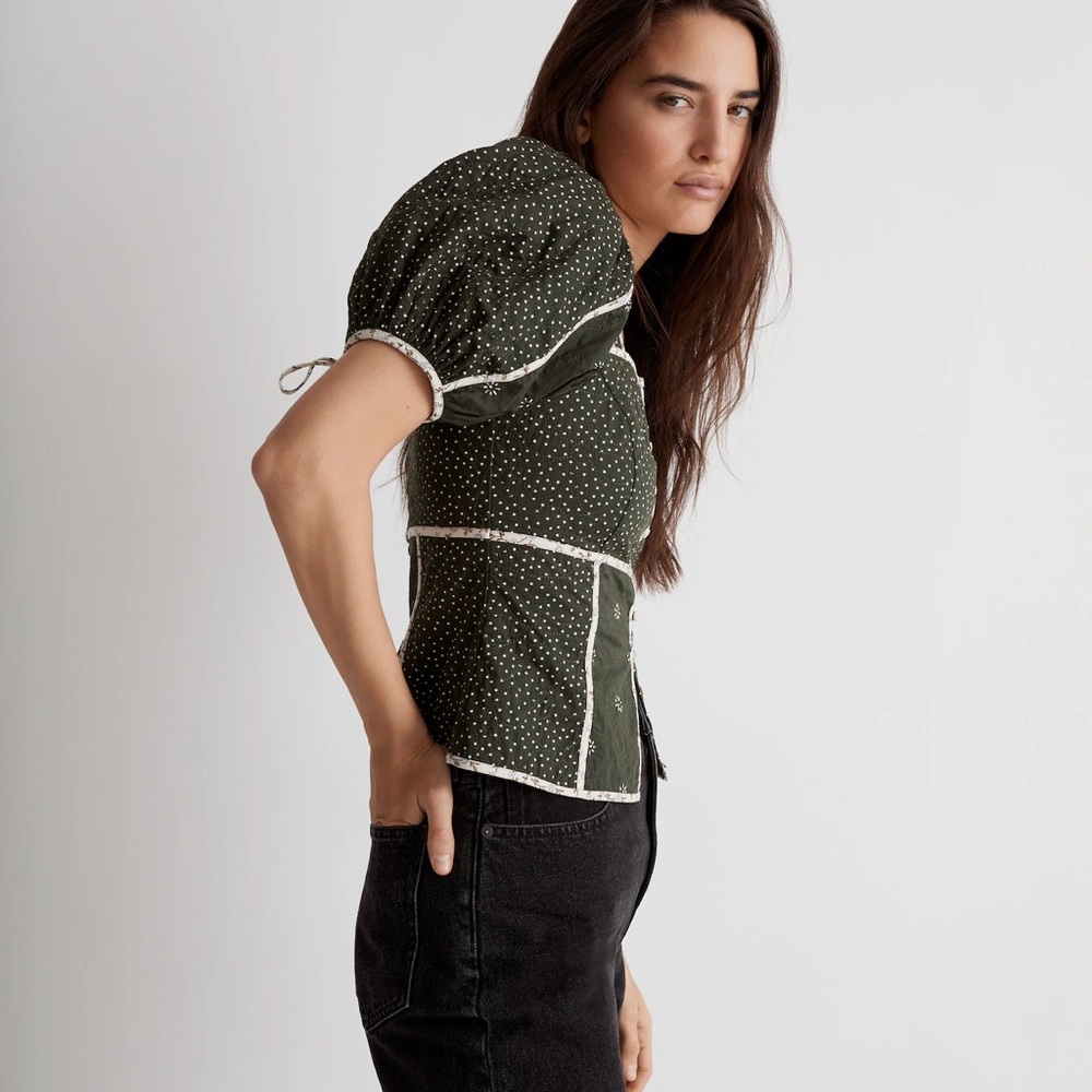Madewell Patchwork Puff-Sleeve Top - image 3